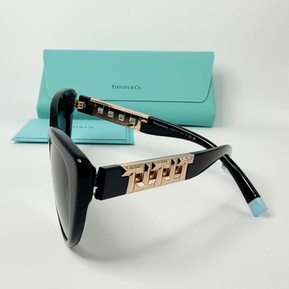 ✨ NEW Tiffany & Co. TF4196 T:True Cat-Eye Sunglasses - Black & Gold - Picture 5 of 8